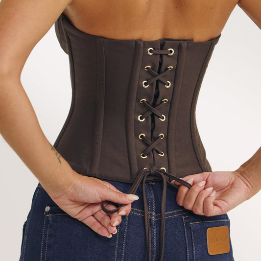 Lounge Bandeau Corset Top - Dark Brown