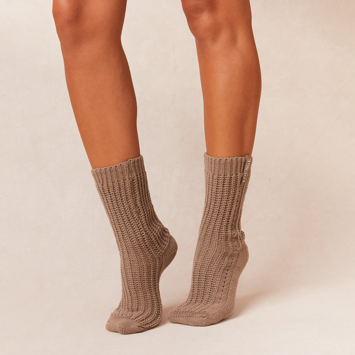 Lounge Snooze Knitted Socks - Fawn