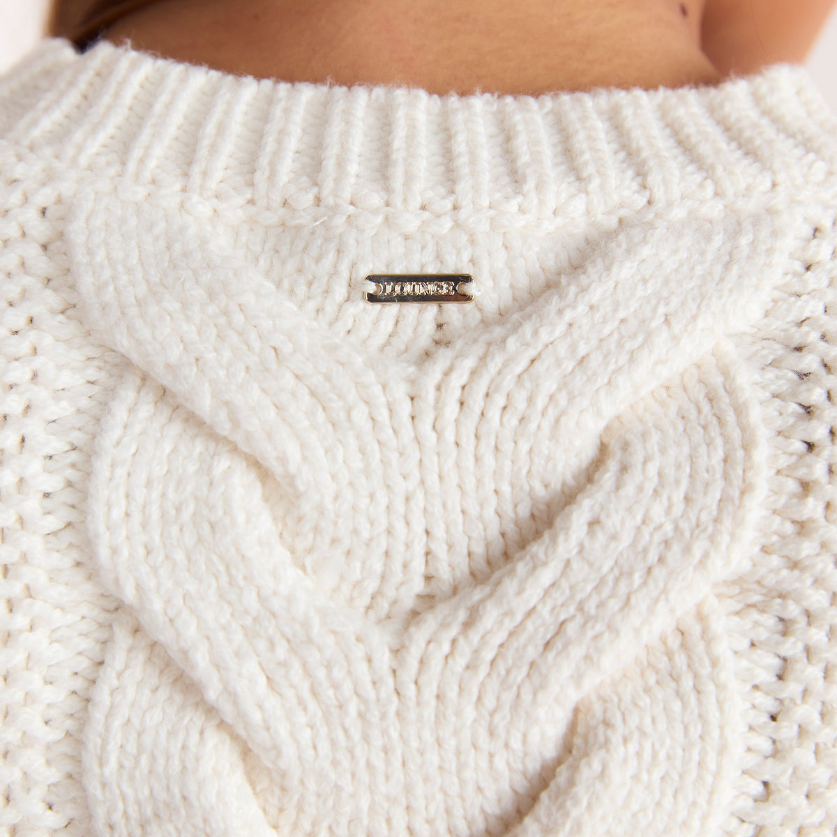 Lounge Cropped Cable-Knit Jumper - Cream