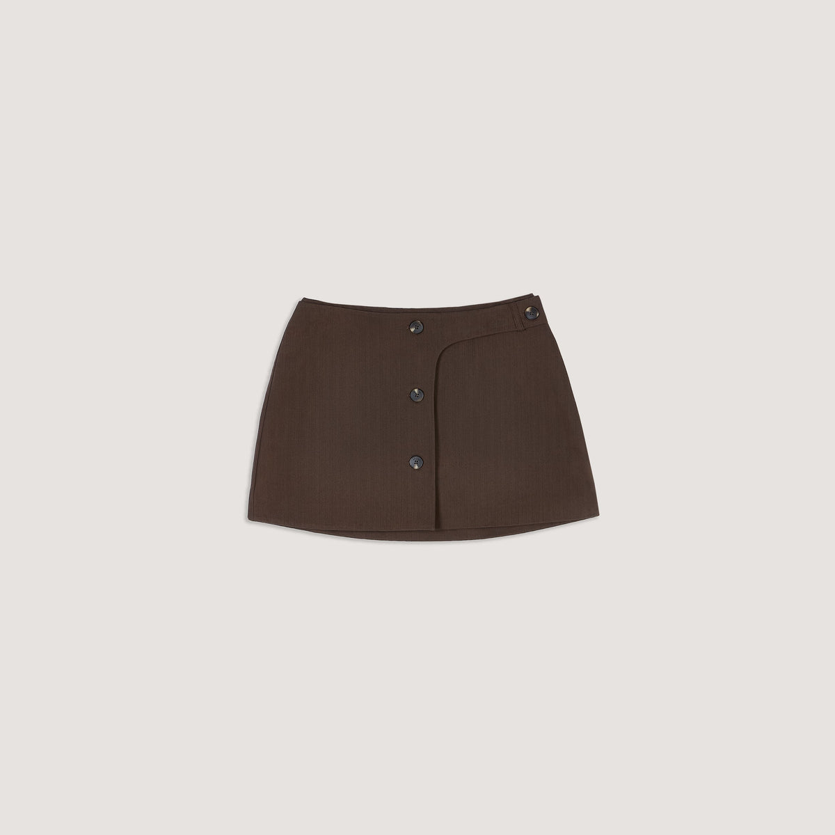 Lounge Button Detail Mini Skirt - Dark Brown
