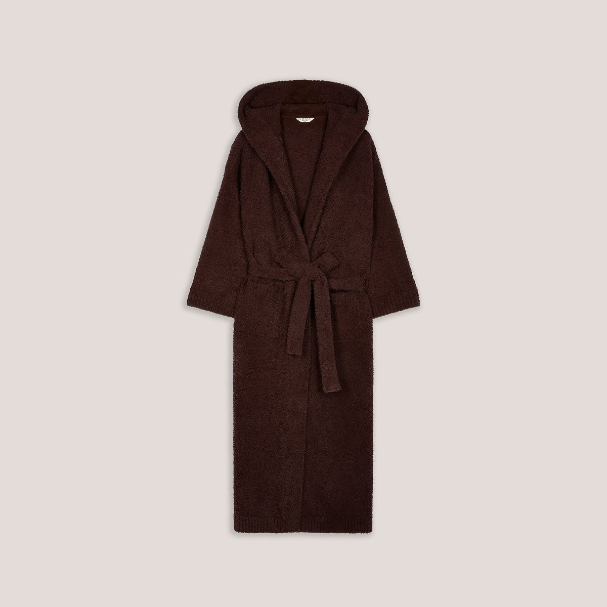 Lounge Fluffy Knitted Dressing Gown - Dark Chocolate