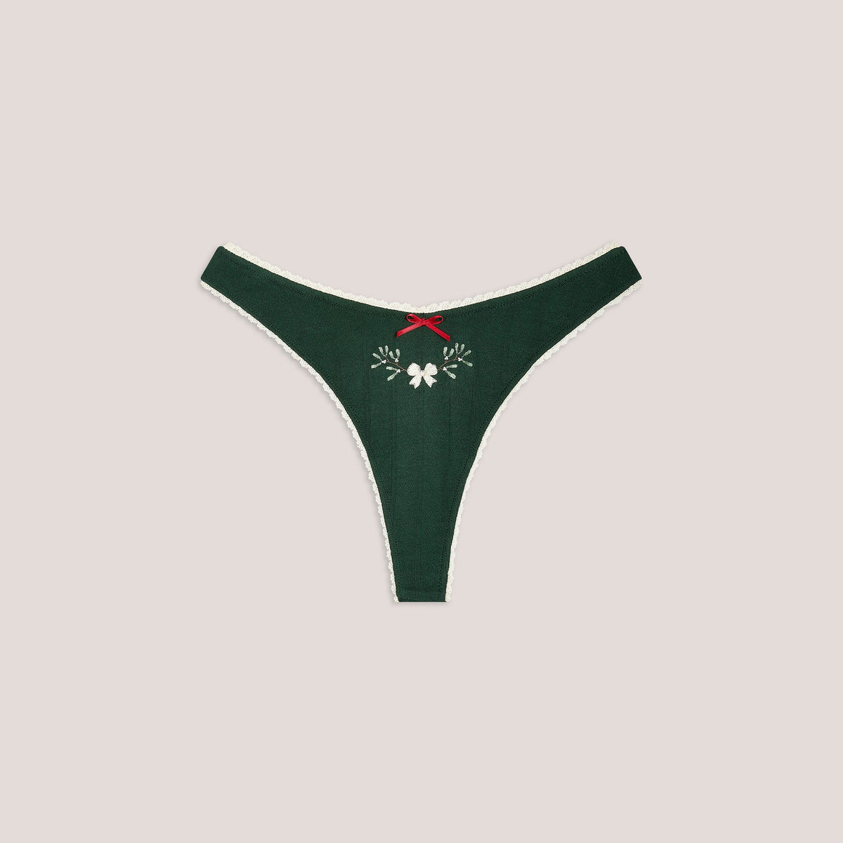 Lounge Mistletoe Pointelle Thong - Green