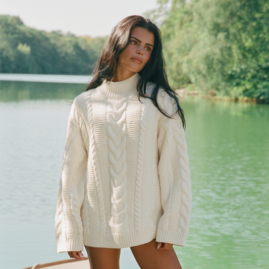 Lounge Oversized Cable-Knit Jumper - Cream