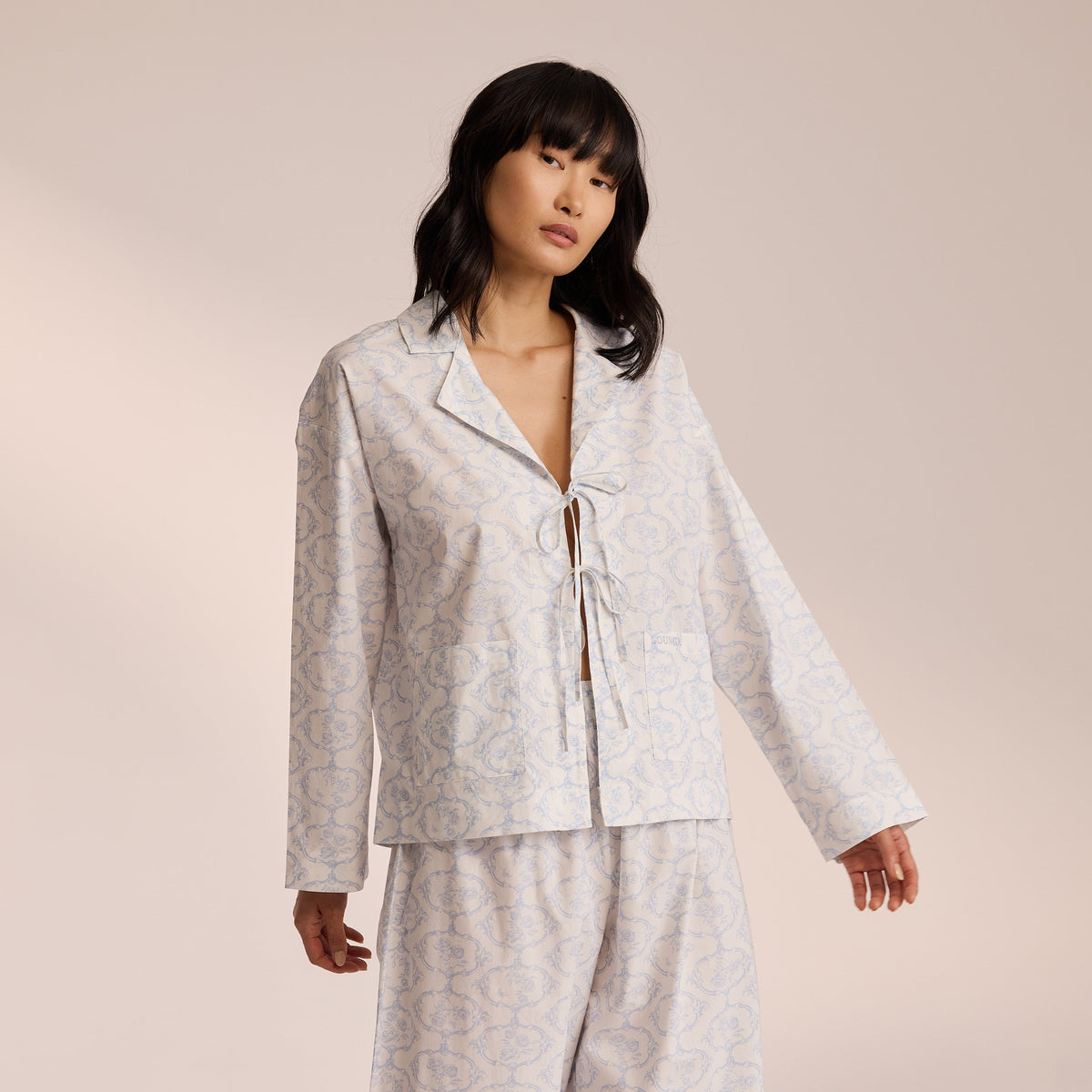 Lounge Cotton Pajama Shirt - Blue