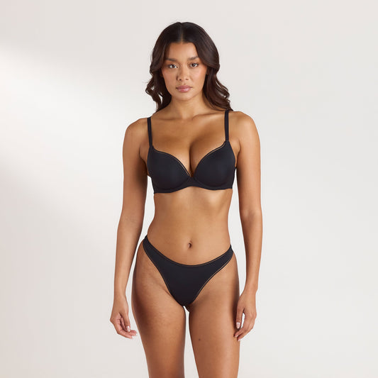 Lounge Comfort High Push-Up Bra - Black
