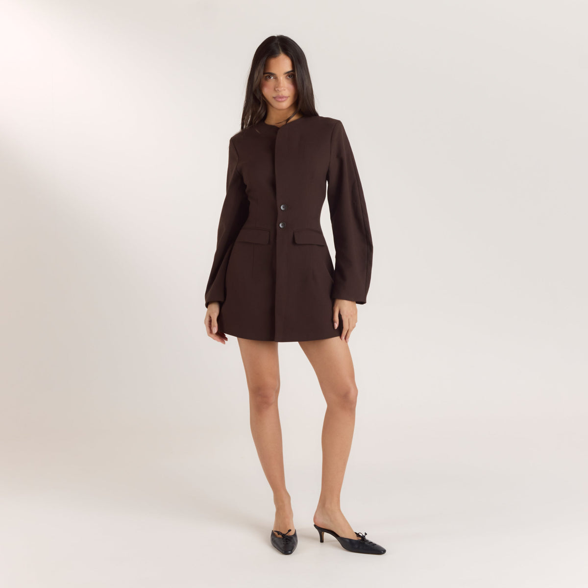 Lounge Structured Blazer Dress - Chocolate