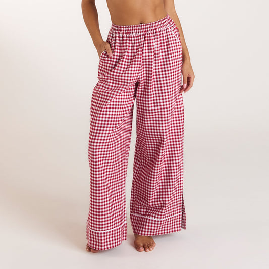 Lounge Christmas Cottage Gingham Pajama Pants - Red
