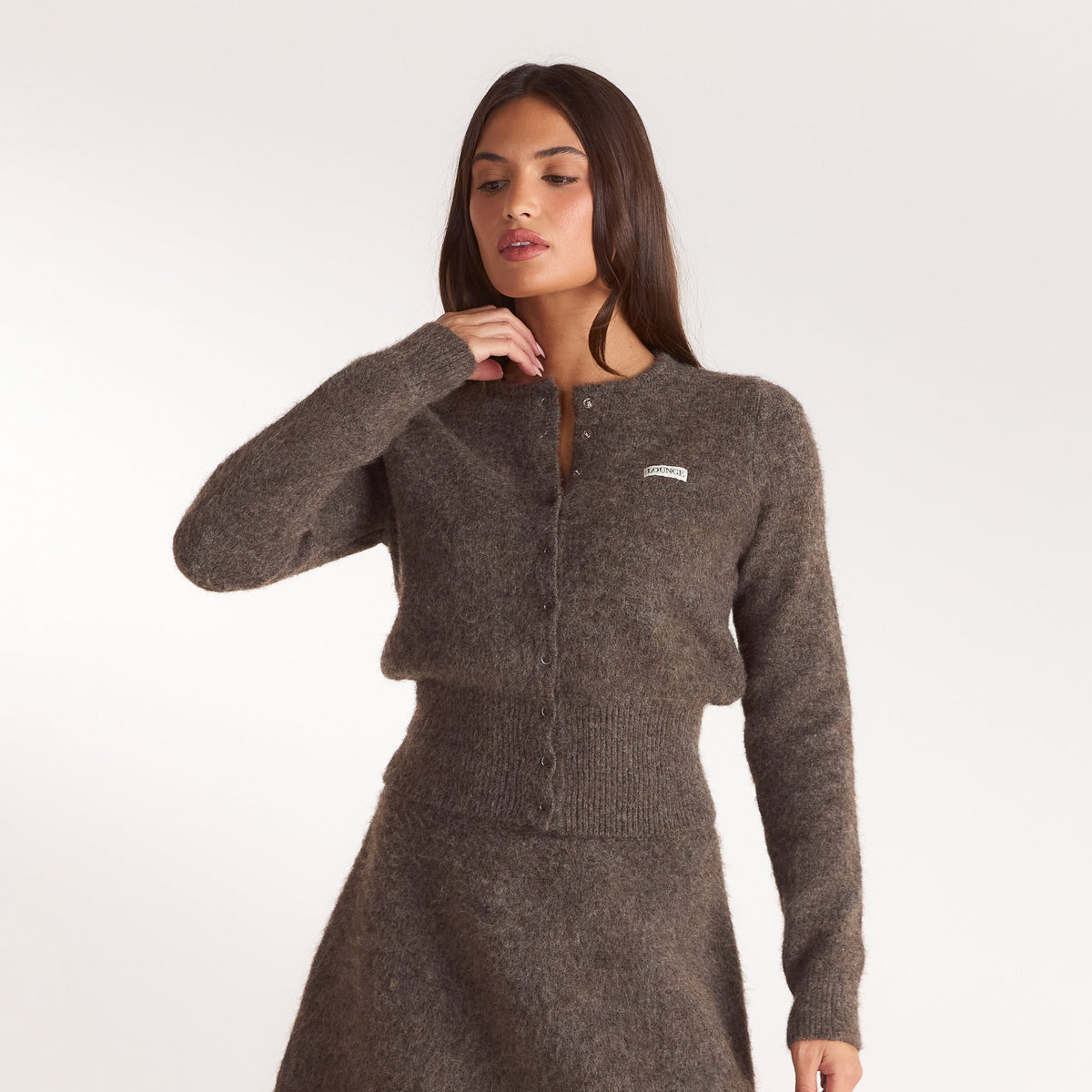 Lounge Cinched Knit Cardigan - Ash Brown