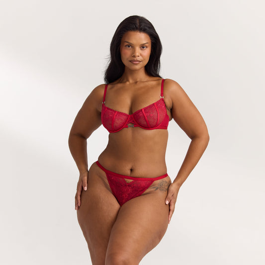 Lounge Flirt Balcony Bra  - Maroon