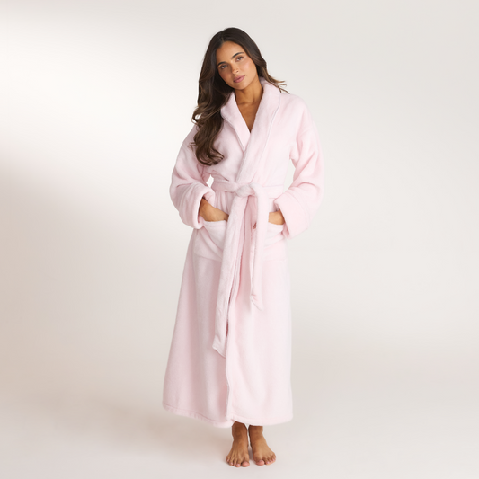 Lounge Fluffy Dressing Gown - Soft Pink