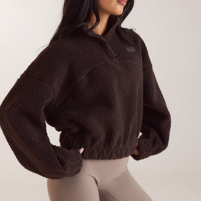 Lounge Funnel-Neck Borg Fleece - Dark Chocolate