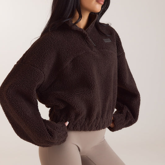 Lounge Funnel-Neck Borg Fleece - Dark Chocolate