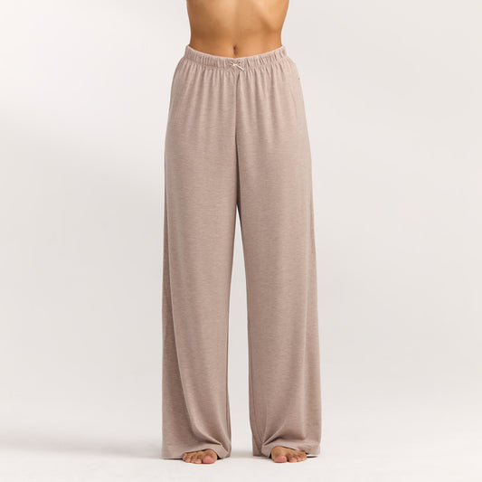 Lounge Modal Straight-Leg Pajama Pants - Brown Marl