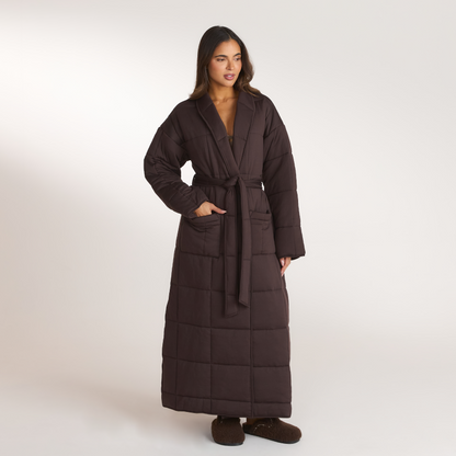 Lounge Quilted Duvet Dressing Gown - Dark Chocolate