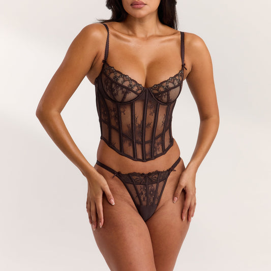 Lounge Seraphina Intimates Corset (Set) - Dark Chocolate