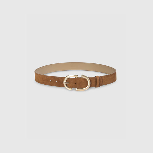 Lounge Curved Buckle Belt - Tan