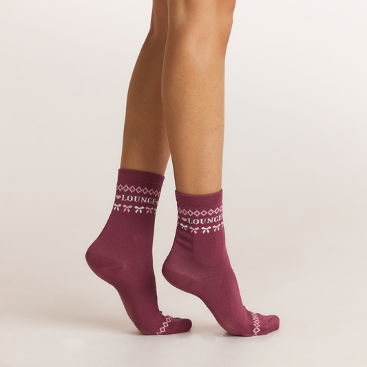 Lounge Fairisle Socks - Burgundy
