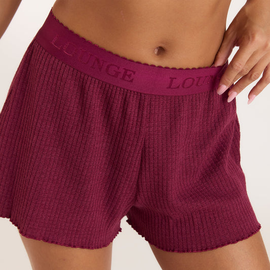 Lounge Soft Waffle Pajama Shorts - Berry
