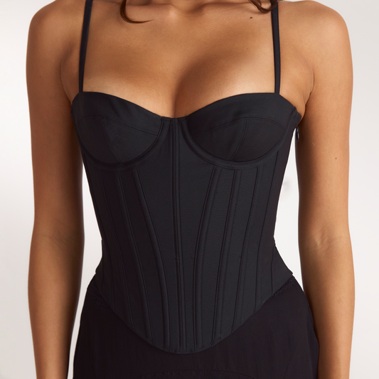 Lounge Sculpt Corset Top - Black