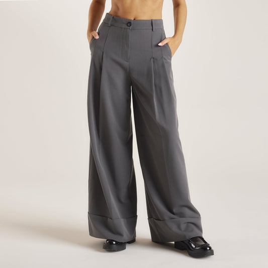 Lounge Tailored Turn-Up Pants - Charcoal