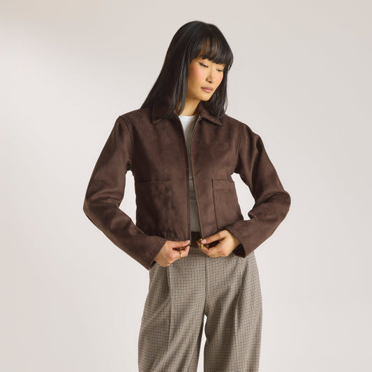 Lounge Suedette Jacket - Chocolate