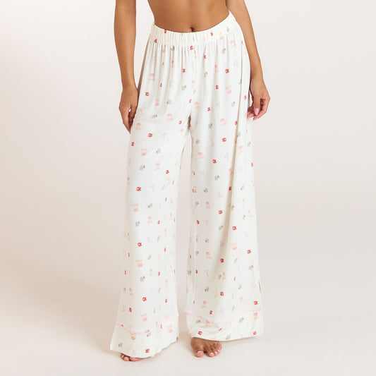 Lounge Christmas Cottage Modal Pajama Pants - Cream Print