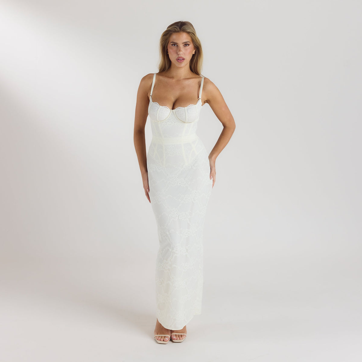 Lounge Blossom Maxi Dress with Bodysuit - Cream