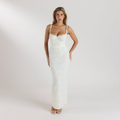 Lounge Blossom Maxi Dress with Bodysuit - Cream