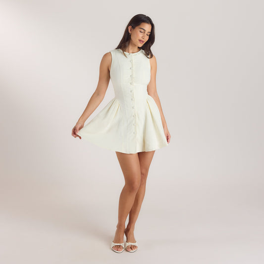 Lounge Embroidered Mini Dress - Cream