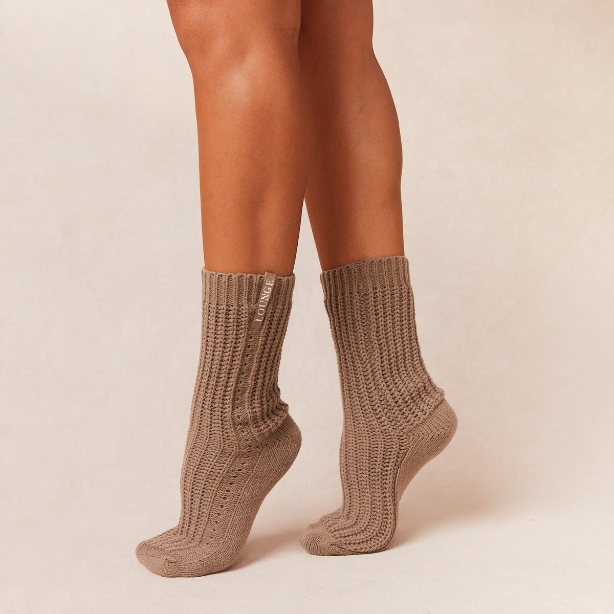 Lounge Snooze Knitted Socks - Fawn