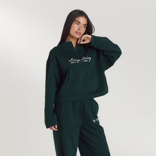 Lounge Lounge Living Quarter-Zip Jumper - Forest Green