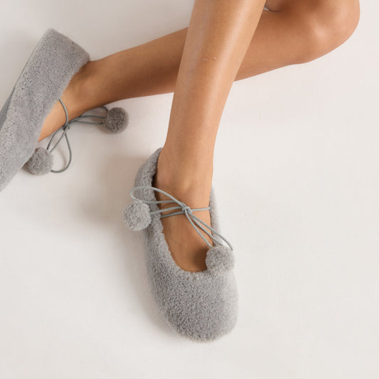 Lounge Poppy Ballet Slippers - Grey