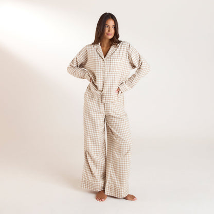 Lounge Gingham Pajama Pants - Beige