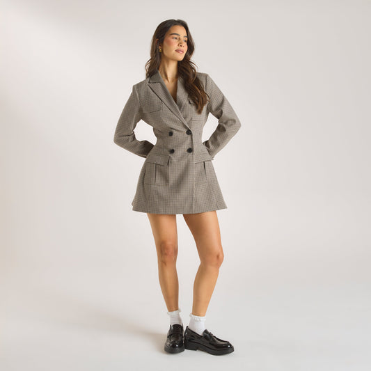 Lounge Houndstooth Blazer Dress - Brown