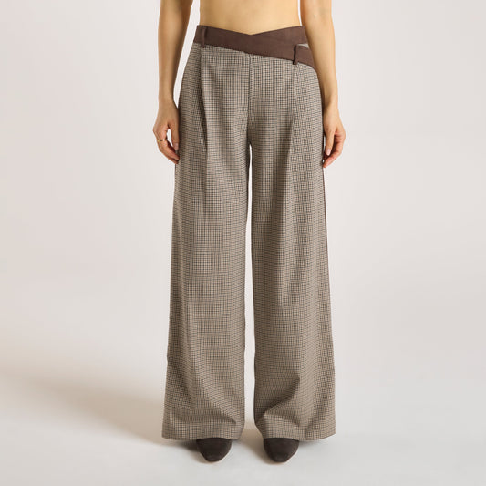 Lounge Houndstooth Pants - Brown