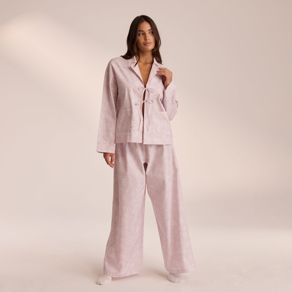 Lounge Cotton Pajama Shirt - Lilac