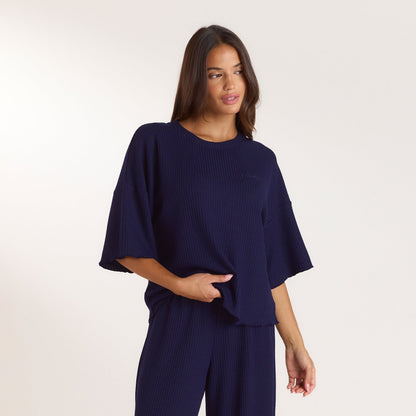 Lounge Soft Waffle Pajama Top - Navy