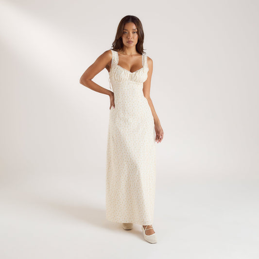 Lounge Corset Back Maxi Dress - Peach Floral