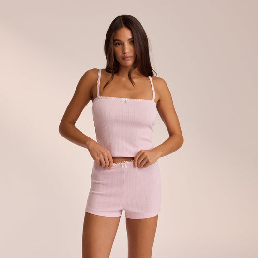 Lounge Pointelle Strappy Pajama Top - Pink