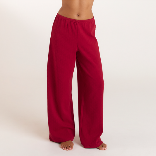 Lounge Christmas Cottage Pointelle Pajama Pants - Red