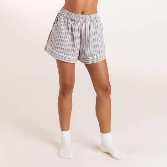 Lounge Stripe Pajama Shorts - Chocolate