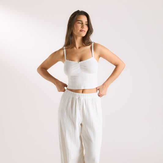 Lounge Pointelle Cami Pajama Top - Cream