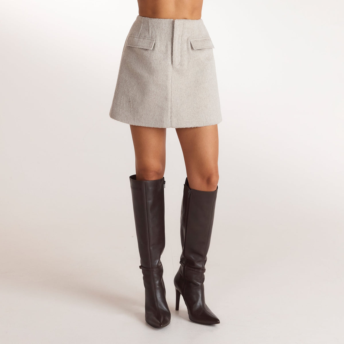 Lounge Woven A-Line Mini Skirt - Warm Gray