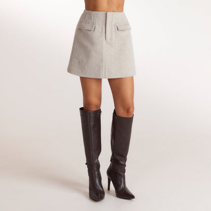 Lounge Woven A-Line Mini Skirt - Warm Gray