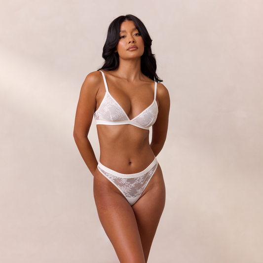 Lounge Lace Triangle Bralette - White