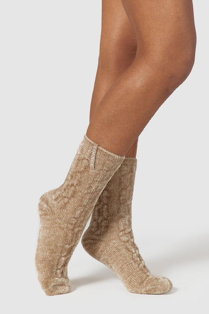 Lounge Chenille Knitted Socks - Mink