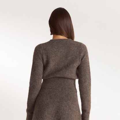 Lounge Cinched Knit Cardigan - Ash Brown