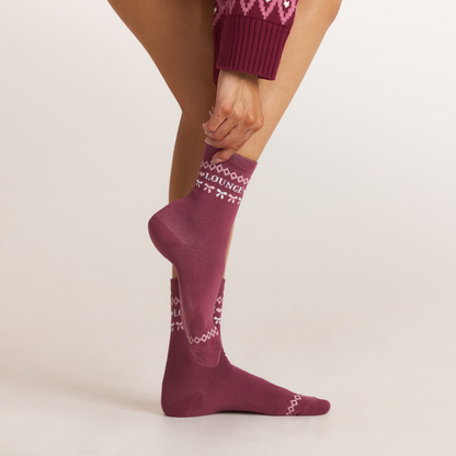 Lounge Fairisle Socks - Burgundy