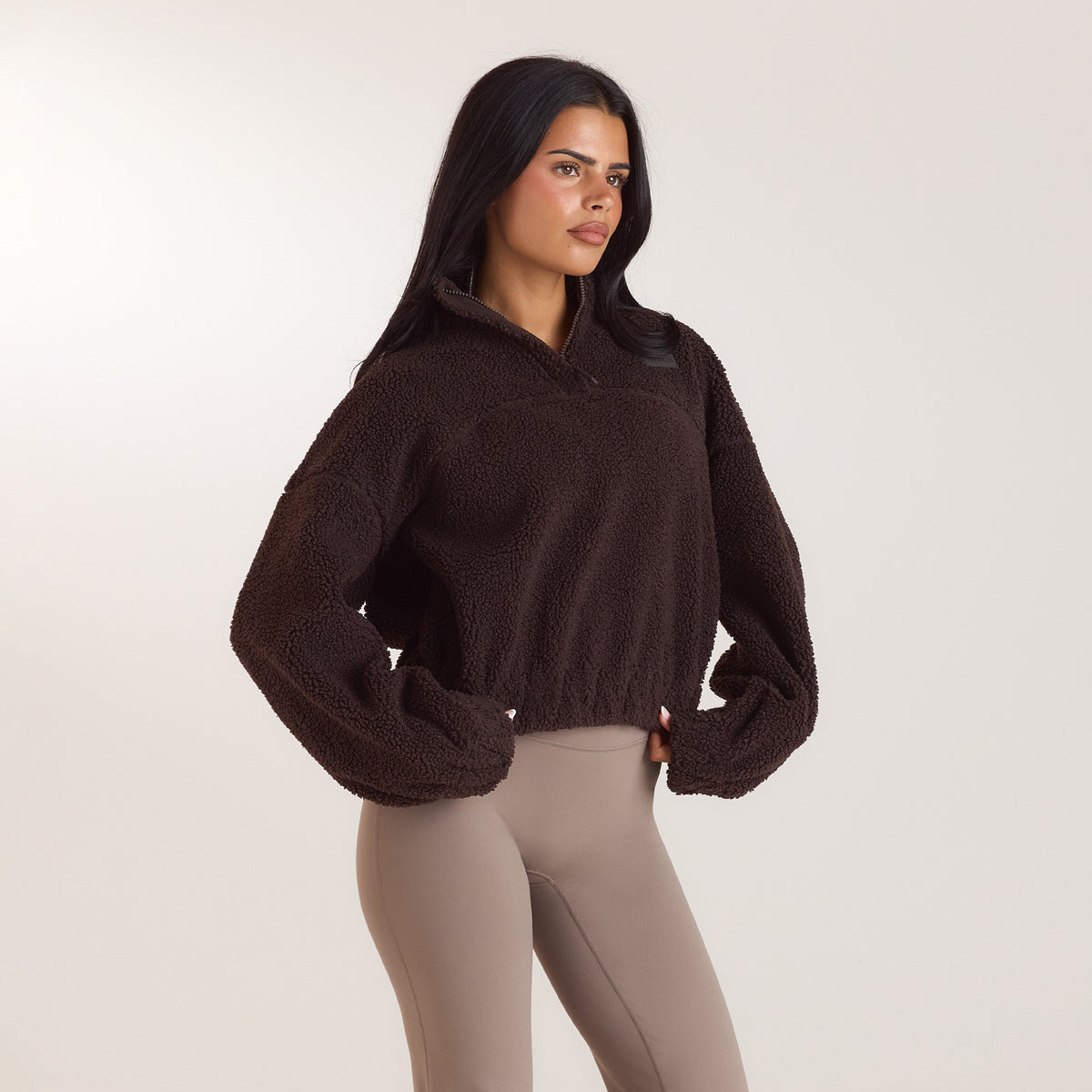 Lounge Funnel-Neck Borg Fleece - Dark Chocolate