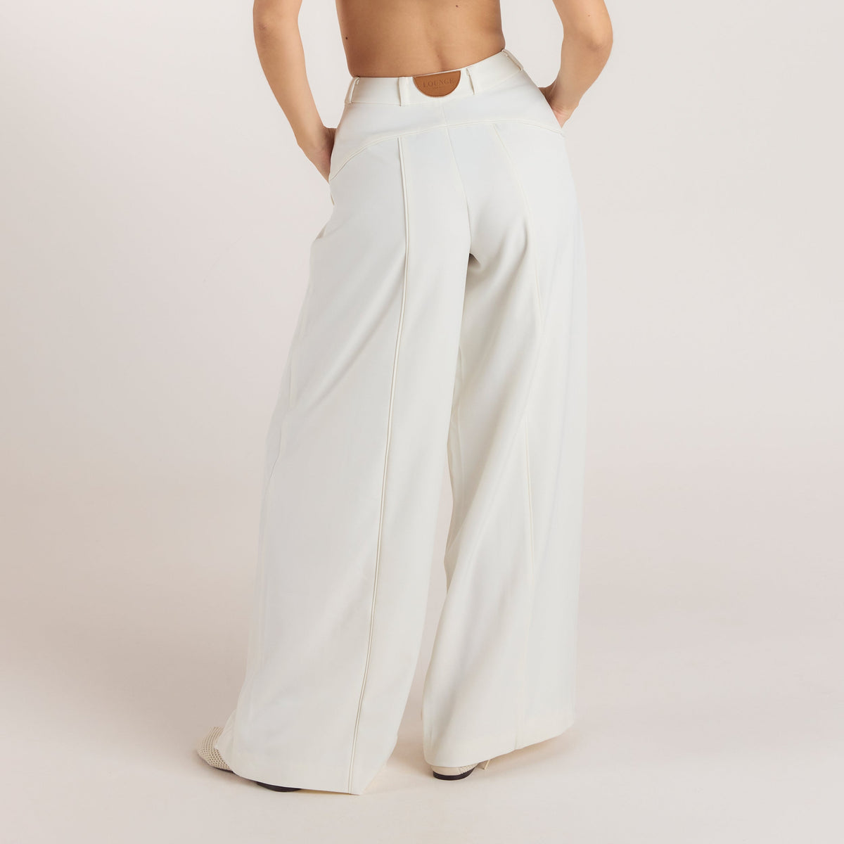 Lounge Wide-Leg Pleat Detail Pants - Off White